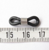 Zwart zilver  rubber brillenkoord eindje 20x6mm (per 2 stuks)