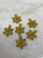 Gouden sneeuwvlok bedel 22x16mm (6 stuks)