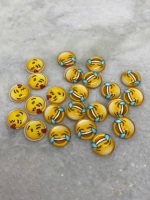Ronde lachende en kus emoji cabochon mix 12mm (23 stuks)