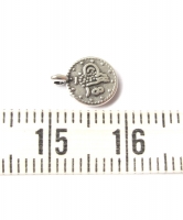 Antiek zilveren DQ metalen munt bedel 9.5x7.5mm