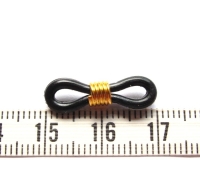 Zwart goud rubber brillenkoord eindje 20x6mm (per 2 stuks)