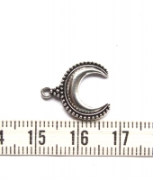 Crescent bedel bewerkt antiek zilver 17x15mm (2 stuks)