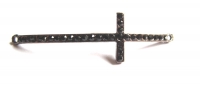 Zwart kruis connector met zwarte rhinestone 50x15mm 