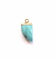 Tand bedel turquoise goud 21x11mm