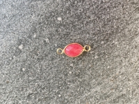 Connector ovaal goud jade indian red 20x8mm