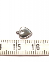 Hart bedel met bewerkt randje antiek zilver roestvrijstaal (RVS) stainless steel 10x8mm