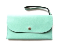 Clutch met polsband soft turquoise green 19x10cm