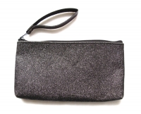Tasje met polsband large black glitter 23x13cm