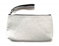 Tasje met polsband large silver glitter 23x13cm