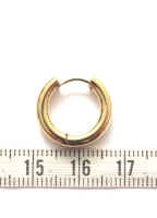 Stainless steel  oorringen/ hoops dik goud 16mm (per paar)