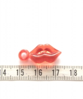 Acryl lip bedel rood en roze 25,5x11mm (26 stuks)