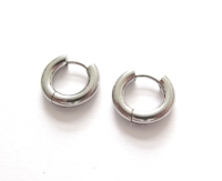 Stainless steel  oorringen/ hoops dik antiek zilver 13,5mm (per paar)