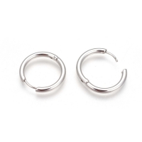 Stainless steel  oorringen/ hoops antiek zilver 12mm (per paar)