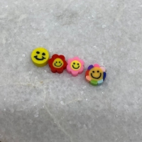 Polymeer smiley bloem rainbow kralen 10mm (36 stuks)