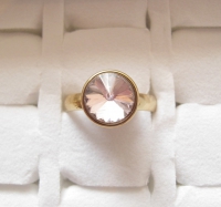 Goud plated ring met gekleurde steen 17-20mm