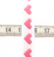 Hart lint wit roze 10mm liggend (per meter)