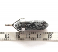 Sneeuwvlok obsidiaan bedel/ pendel punt zilver 40x13mm