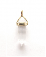 Bergkristal bedel/ pendel punt goud 40x13mm