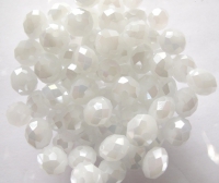 Facet glas kraal white diamond 8x6mm