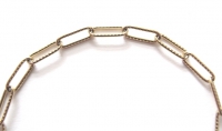 Stainless steel relief paperclip schakel armband met kapittel slotje goud 21cm