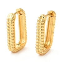 Rechthoek oorbellen braided long lasting 18k goud plated 20x12,5mm (per paar)