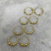 Gold plated Bali hoops 14mm (11 paar)