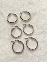 Stainless steel Pretty hoops mix zilver 25mm (9 paar)