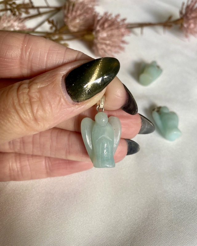 Amazoniet engel bedel zilver 20x15mm Amazoniet engel bedel zilver 20x15mm