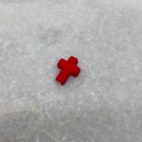 Mat rode acryl kruis kraal 16x12mm (57 stuks)