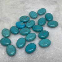 Ovale turquoise keramiek kraal 20x15mm (19 stuks)