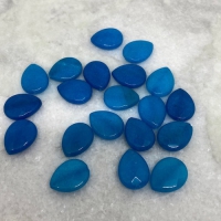 Jade facet kraal druppel blauw 20x15mm (17stuks)