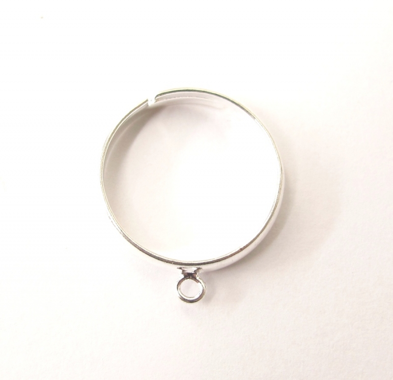 Transformator Mellow borst Verstelbare zilveren ring met oogje 17 mm - Prettypretty