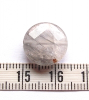 Grijze cloud quartz facet kraal rond 15mm