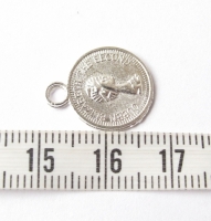 Zilveren munt bedel 16x14mm (25 stuks)