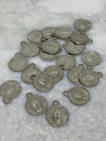 Zilveren munt bedel 16x14mm (25 stuks)