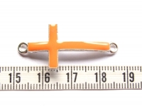 Zilveren kruis connector oranje 37x17mm (5 stuks)