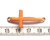 Gouden kruis connector oranje 37x17mm