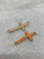 Gouden kruis connector oranje 37x17mm (14 stuks)
