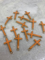 Gouden kruis connector oranje 37x17mm (14 stuks)