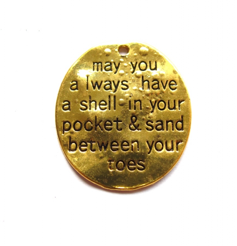 Gouden may you always have a shell in your pocket&sand between your toes 30x26mm