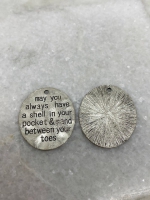 Zilveren may you always have a shell in your pocket&sand between your toes 30x26mm (29 stuks)